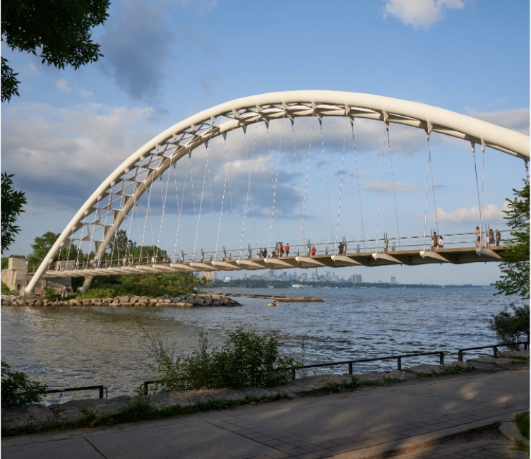 The Humber Bay Bridge in Sir Casimir Gzowski Park